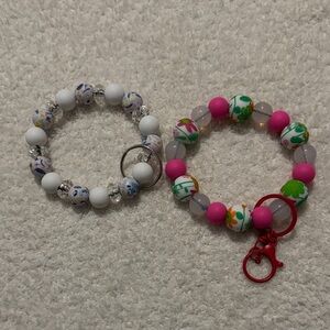 Colorful Beaded Keychain Bracelet Set